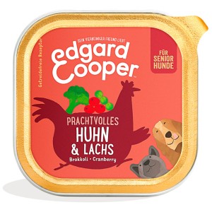 Edgard & Cooper Hunde-Nassfutter Senior Huhn & Lachs mit Gemüse in 150g Schale.