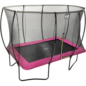 Trampolino rettangolare EXIT Silhouette 244x366 cm rosa con rete di sicurezza.