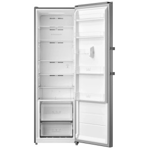 Frigorifero SPC H-KS3498-2 Inox aperto, capacità 362 l, con ripiani e cassetti.