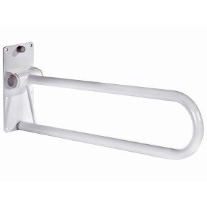 Barre d'appui WC Ridder blanche et rabattable (55,5 cm) avec matériel de montage pour plus de sécurité dans la salle de bain.