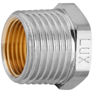 Réducteur fileté en laiton chromé, 14,9 x 21 mm, pour raccords filetés.