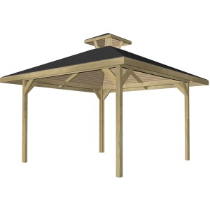 Weka Rimini Gazebo da giardino, set risparmio, 304x304 cm, padiglione in legno con tetto.