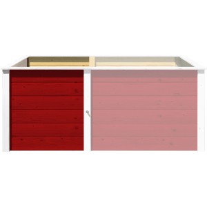 Weka Kit di estensione per aiuola rialzata modulare, 69x69x71 cm, naturale, con pannello laterale rosso.