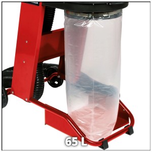 Aspiratore Einhell TE-VE 550/2 A con sacco di raccolta da 65L e telaio rosso.