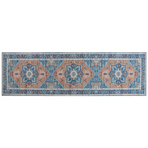 Passatoia Ritapuram con motivo orientale blu-arancio, 60x200 cm.