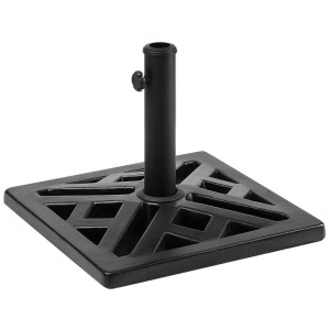 Schwarzer Beliani Sonnenschirmständer Chieti aus Beton mit quadratischer Form.