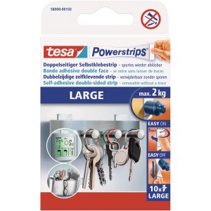 Tesa Powerstrips Large, 10 pièces, pour un retrait sans résidus et une forte adhérence.