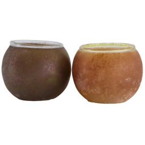 Deux bougeoirs en verre doré, Ø 7 cm.