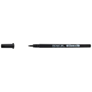Sakura Pigma Brushpen Bold, schwarzer Pinselstift mit abgenommener Kappe.