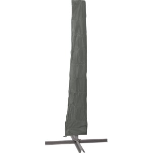 Anthrazitfarbene Schutzhülle für Sonnenschirme bis Ø 200 cm, aus Polyester, mit Kordelzug.