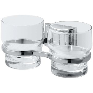 Diaqua Chic 96 portaspazzolini doppio per due spazzolini, cromo e vetro.
