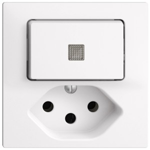 Feller Kleinkombi EdizioDue, interruttore e presa T13 con illuminazione LED, bianco.