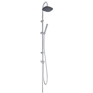 Système de douche chromé Diaqua Despina avec douche de tête et douchette, hauteur 133 cm.