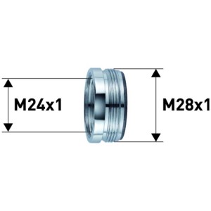 Réduction Diaqua en laiton chromé, avec filetages M24x1 et M28x1.