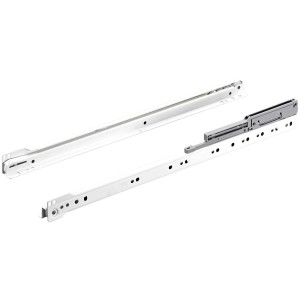 Coulisse à galets Hettich, acier revêtu par poudre, blanc, longueur 550 mm pour équipement de meubles.