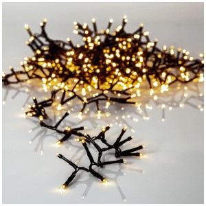 Catena luminosa a LED Star Trading, nera, 800 LED bianco caldo dorato, 16 m, per decorazioni esterne.