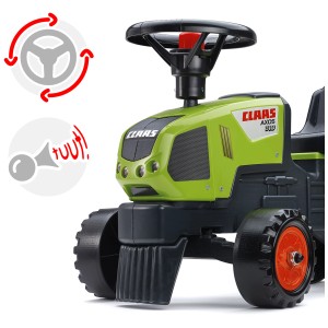 Falk Claas Cavalcabile con rimorchio, verde, per bambini da 1 anno, con volante e clacson.