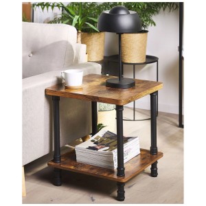 Tavolino Beliani Veril marrone con 2 ripiani, 55x48x48cm.