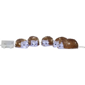 Catena luminosa Star Trading con 5 ricci acrilici scintillanti, marroni con LED bianco freddo. Luci decorative.