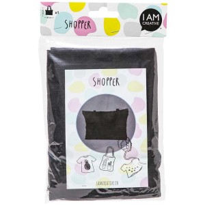 Schwarze I Am Creative Stofftasche aus Baumwolle, 34x48x10cm, verpackt.