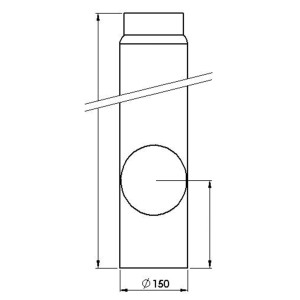 Schéma : Tuyau de poêle Firefix, emboîté, avec trappe de visite, noir, Ø 150 mm.