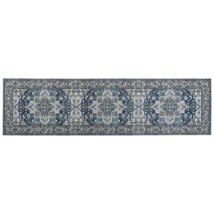 Tappeto passatoia Kottar, 80x300 cm, grigio-blu con motivo orientale.