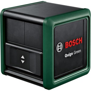 Niveau laser croix Bosch Quigo Green II pour alignement précis, lignes laser vertes.
