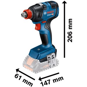Avvitatore a impulsi a batteria Bosch Professional GDX 18V-200 con batterie e caricabatterie in L-Case.
