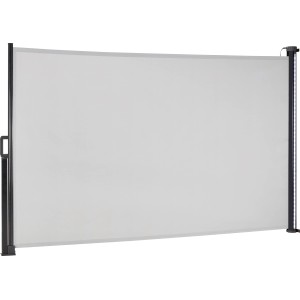 Tenda laterale Livingston 3x1,5m grigio argento con striscia LED per terrazza e balcone.