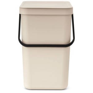 Brabantia Abfallbehälter Sort & Go, 25 l, Soft Beige, Kunststoff Mülleimer mit Klappdeckel.