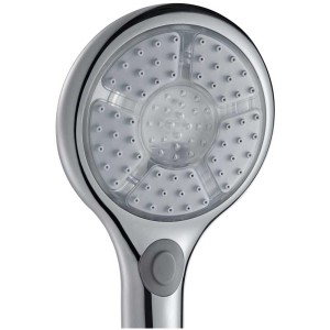 Douchette à main LED Diaqua Lich chromée avec 3 jets et bouton gris.