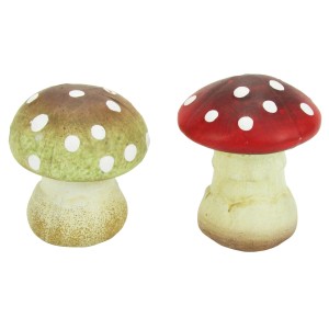 Funghi decorativi in ceramica, marrone-rosso, 5,5 cm, per decorazioni autunnali.