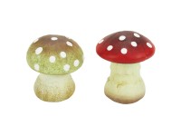 Pilz aus Keramik Braun / Rot assortiert 5,5 cm / 1 Stk.