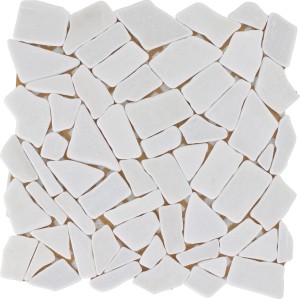 Mosaïque concassée Carrara Polygonal blanc, 30,5x30,5 cm, pour murs personnalisés.