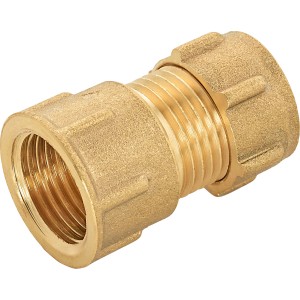 Raccordo a compressione in ottone, 15 mm x 18,6 mm (Rp 1/2) per tubi in rame.
