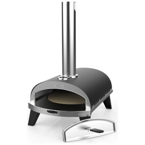 Four à pizza Ziipa Piana Charbon en acier inoxydable pour barbecue à charbon avec thermomètre.