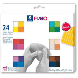 Fimo Soft Colour Pack mit 24 Farben, ideal für Modellier-Einsteiger und Hobbykünstler.