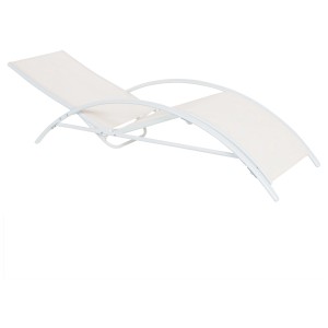 Bain de soleil Gaeta en acier beige avec dossier réglable, idéal pour jardin et terrasse.