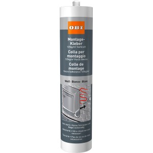 OBI Montagekleber extra stark, 400g Kartusche für Wandverkleidung und Paneele.