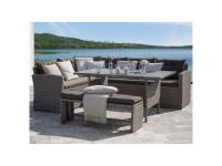 Beliani Lounge-Set Viterbo Rattan Grau