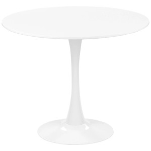 Tavolo da pranzo bianco Beliani Boca con piano rotondo in MDF e base in metallo. Tavolo da cucina moderno per 2 persone.
