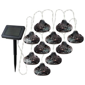 Catena luminosa solare a LED Schönenberger Surya, 10 lampade bianco caldo con pannello solare per giardino e balcone.