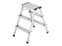 Hailo Alu-Sicherheits-Doppelstufenleiter 2 x 3 Stufen