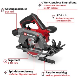Einhell Sega circolare a batteria TE-CS 18/150-2 Li Solo Ø 150 mm