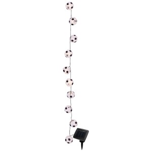 Catena luminosa solare a LED Näve con motivo a pallone da calcio, bianco caldo, lunga 7,8 m.