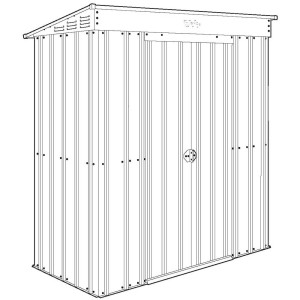 Abri de jardin en métal argenté, 195x180x93 cm, avec porte et fentes d'aération.