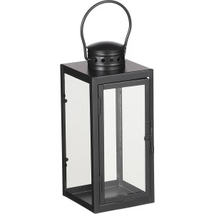 Lanterna nera Mica Decorations Arzilla, alta 23,5 cm, in metallo e vetro.