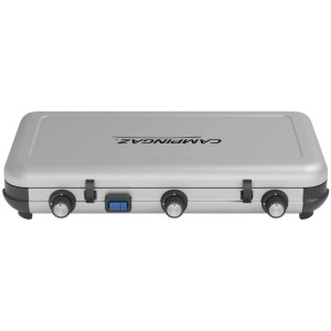 Fornello da campeggio Campingaz Camping Kitchen 2 Multi Cook R, chiuso, color argento.