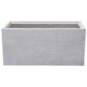 Jardinière rectangulaire blanche Beliani Myra en fibres d'argile, 37x80x38 cm.