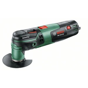 Outil multifonction Bosch PMF 250 CES avec accessoires Starlock et disque de ponçage.